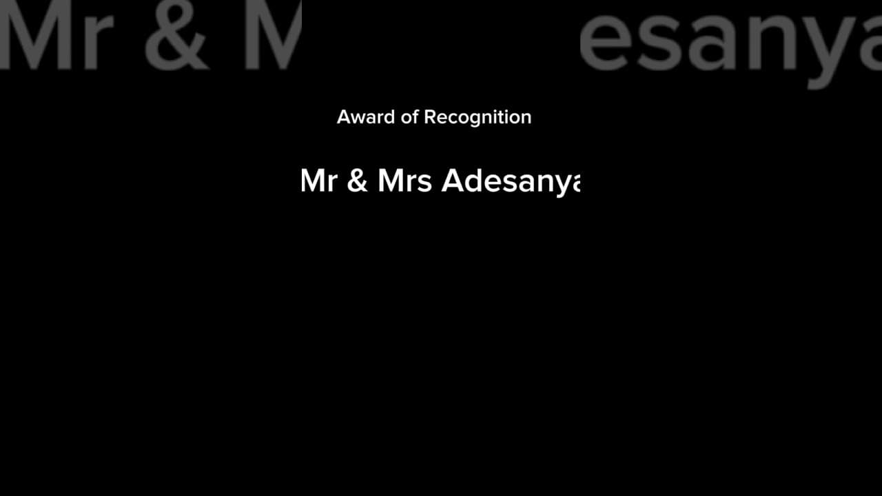 Mrs & Mrs Adesanya: Award of Recognition